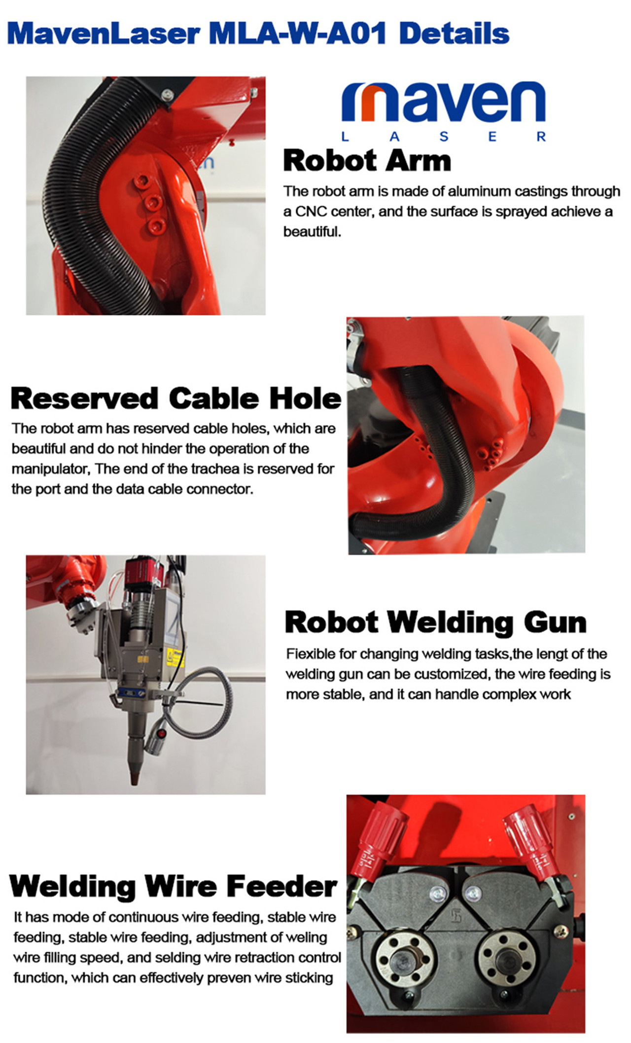 Maualuluga Maualuga 1000W 2000W 6 Axis Robotic Automatic Fiber Laser Welding Machine with Wire Feeder (16)