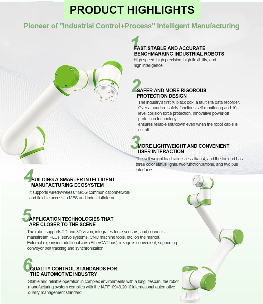 Engineering highlight infographic for the Chang Guangxi G-series cobot
